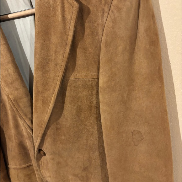 Terry lambskin suede leather tan brown blazer jacket M - Picture 3 of 12